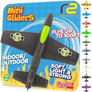 Airplane Toy Foam Airplanes for Kids: Best Easter Basket Stuffers for Boys & Girls - Easy Throwing Air Planes - Toy Easter Gifts for Age 4 5 6 7 8 9 - STEM Summer Yard Beach Games - Styrofoam Glider (Blue)