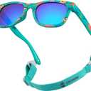 COCOSAND Flexible Baby Sunglasses with Strap Polarized UV Protection for Toddler Infant Newborn Boy Girl Age 0-24 Months (Matte Green With Dinosaur Print)