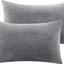 BEDELITE Flannel Pillow Cases Queen Size Set of 2, Super Soft Fleece Pillowcases with Zipper for Bedroom, Sofa, Couch,Luxury Cozy Fuzzy Velvet Pillow Shams for All Seasons(20x30 Inches,Gray)