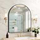 FORBATH Arched Bathroom Mirror 30x36 Inch, Bathroom Mirror Wall Mounted Modern Black Aluminum Frame Decor Dresser Mirror for Bedroom Living Room Entryway, Hanging or Leaning Against Wall