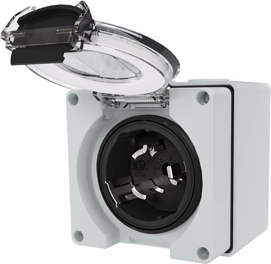 STARELO 50 Amp Generator Power Inlet Box NEMA SS2-50P,125/250 Volt 12500W, Outdoor dustproof and Weatherproof for generators, Welding Machines, etc.ETL Listed.(NEMA SS2-50P Box)