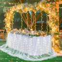 PARTISKY White Tulle Tutu Table Skirt for Rectangle Tables or Round Table,Led Light String Table Cloth for Wedding Baby Shower Birthday Party Dessert/Cake Tables
