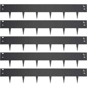 5 PCS Steel Landscape Edging 39 x 6Inch (3 Inch Metal Strips + 3inch Nail) Black Garden Edging Border Length Flexible Landscape Edging Anchoring Stakes