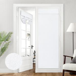 HOMEIDEAS 100% Pure White Linen Blackout French Door Curtains, Privacy Door Window Curtains, 26 X 72 Inch Room Darkening Blinds, Thermal Insulated Shades for Bedroom, 1 Panel