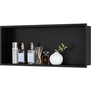Neodrain Shower Niche, Insert Bathroom Storage Shower Shelf, Stainless Steel Recessed Wall Niche No Tiled Recessed Cabinet Waterproof for Shower Storage(Matte Black,30"x12"), 30X12In