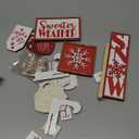 Jetec 12 Pieces Winter Tiered Tray Decor Set Snowflake Wooden Sign Let It Snow Table Decorations Farmhouse Coffee Bar Signs Tray Decor for Home Kitchen Tabletop(Red)