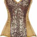 Top Drawer Gold Sequin Steel Boned Corset Large