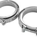 3.5 Inch V Band Clamp 2pcs with Flange Male Female, 3.5" V-Band for Pickup Truck Turbo Downpipe Exchange Exhaust Systems