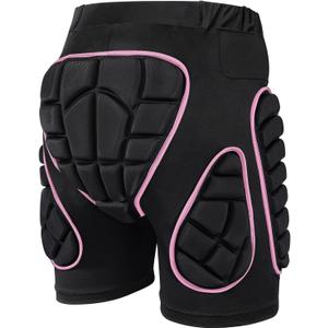 OHMOTOR Padded Shorts Snowboarding Skiing for Women Men, Skating Butt Pad Guard, Impact Crash Pants Shorts Hip Protection (Large-3X-Large, Pink - for Female)