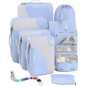 OlarHike 8 Set Packing Cubes for Travel, 4 Various Sizes(Extra Large,Large,Medium,Small), Luggage Organizer Bags for Trip Accessories Essentials, for Carry on Suitcases (Blue)