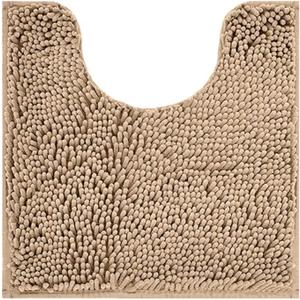 Reyox Chenille Bath Mat, Toilet Rugs U Shaped, Soft Plush Bath Bathroom Rug, Absorbent Shaggy Bathroom Contour Rug 3 19.7"x15.7", Khaki