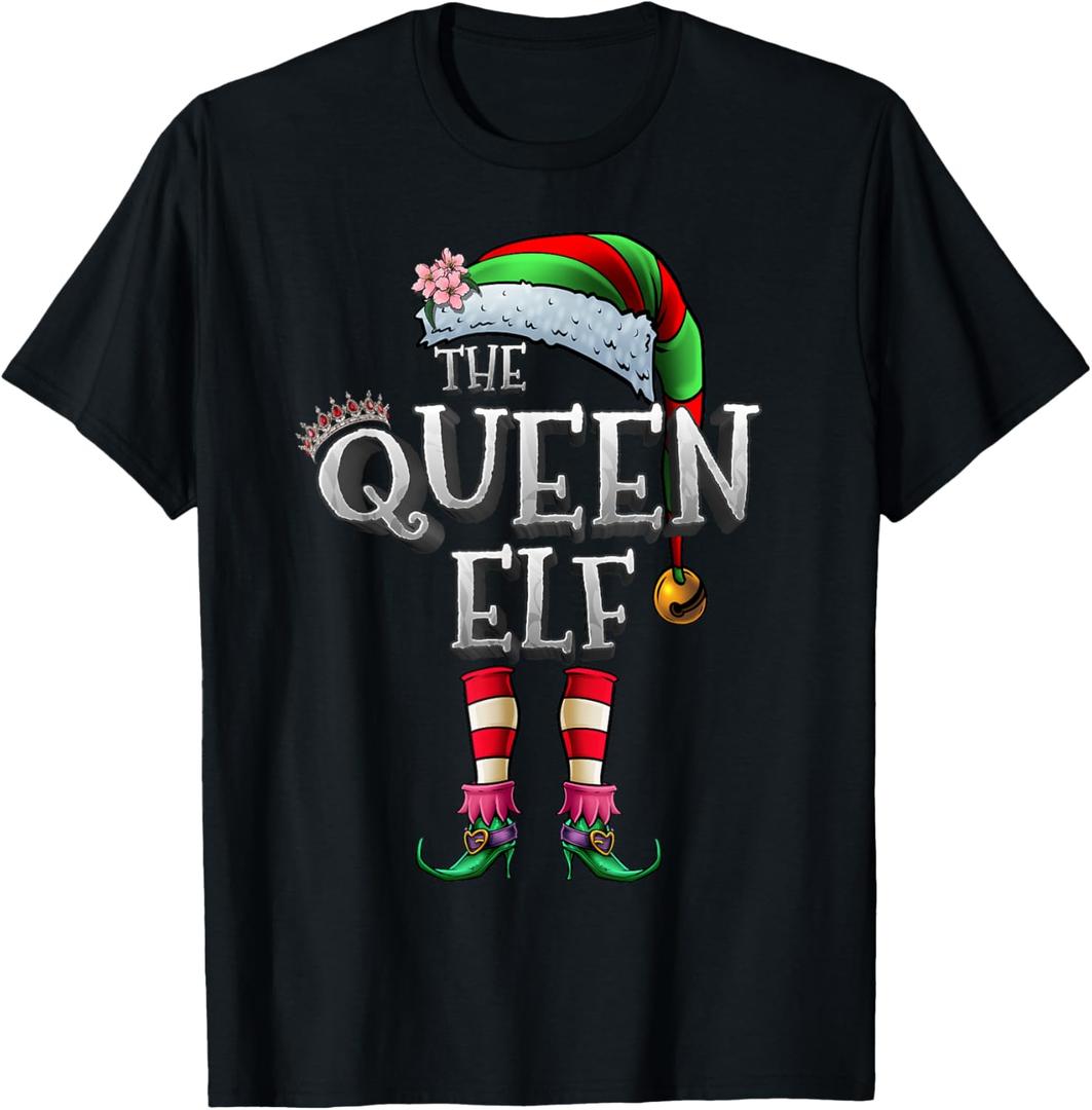 The Queen Elf Shirt Matching Family Christmas Elf Women Girl T-Shirt