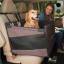Premium Dog Car Seat & Back Seat  Waterproof & Non-Slip Travel Hammock with Storage Pockets | Secure & Comfortable Pet Seat Cover for Medium Dogs  Fits Cars, SUVs & Trucks (Brown)