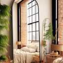 58"x18" Arched Full Length Mirror - Black Freestanding Floor Mirror for Bedroom, Living Room, Dressing Room - Elegant Arch Design, Wall Mount or Standing, Lightweight & Shatterproof