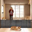 Retractable Baby Gate for Stairs, 42" Tall X 150" Wide Mesh Dog Gate Indoor, Child Gate for Doorways, Hallways, Deck, Indoor Outdoor Pet Baby Safety Essentials for Home, Black