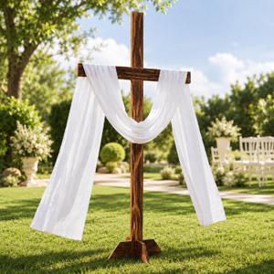 76 Inch Extra Large Wooden Cross Stand, Large Religious Wood Cross for Yard Outdoor, Standing Wedding Cross Stand for Ceremony Reception, Church Altar, Easter Christmas Communion Baptism Memorial Decorations, 76"L x 45"W