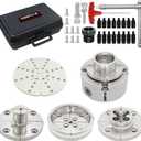 4 Inch Wood Lathe Chuck Set 1-1/4x 8tpi Thread and 1"x8tpi Adapter, Nickel Plated Self Centering 4 Jaw Wood Turning Chuck set(5 jaws)