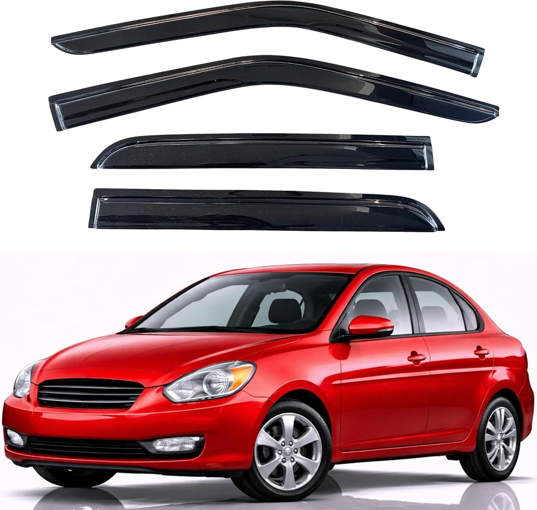 KPY Rain Guards Fit for 2006-2010 Hyundai Accent, Out-Channel Window Visors Vent Wind Deflectors 4PC, Car Accessories for 06-10 Accent