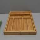 Purawood Bamboo Drawer Organizer - Expandable Silverware Organizer & Utensil Drawer Organizer, Cutlery Tray with Dividers, 7-9 Slots- Kitchen Organizer for Utensils & Flatware (Natural)