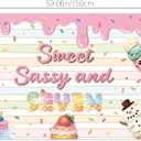 44Pcs Sweet Sassy and Seven Birthday Party Decorations Include Happy Birthday Banner-Cake Topper-Cupcake Toppers-Balloons-Backdrop for Sweet Sassy and Seven Party Supplies