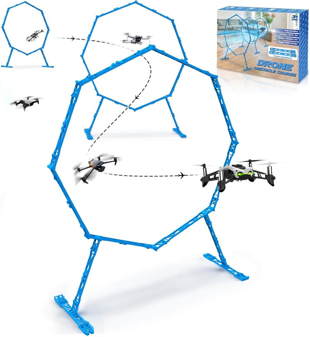 Drone Obstacle Course, Includes 3 Pack Easy to Build Obstacle Hoop, FPV Racing Drone Loop Gate, Suitable Competition RC FPV Racing of Drones or Model Aircraft Games for Age 6-12 Kids or Adults