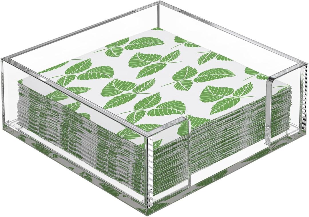 MaxGear Acrylic Cocktail Napkin Holder for Table, Clear Guest Towel Holder, Beverage Buffet Paper Napkin Caddy for Bar, Party, Dinner, Kitchen & Dining Room, Bathroom, Perfect for 5 x 5 inches Napkins