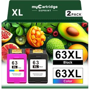 myCartridge SUPRINT 63XL Ink Cartridges Black and Color Combo Pack Replacement for HP Ink 63 63XL for OfficeJet 5255 4650 3830 5258 4652 Envy 4520 4512 Printer 63 Ink