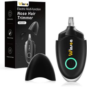 Winsea Ear and Nose Hair Trimmer for Men and Women  Travel Trimmer, High-Precision Nose Shaver, USB Rechargeable, Waterproof, Safe & Quiet Operation, Portable Ear Hair Remover Design (Black)