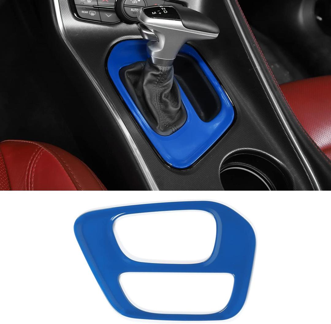 Voodonala for Dodge Challenger 2015-2023 Center Gear Shift Panel Covers Decoration Trim Accessories for Dodge Challenger 2015-2023(Blue,ABS)