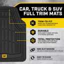 Cat ToughRide Heavy-Duty 3 Piece Rubber All Season Floor Mats for Car Truck Van SUV, Black - Premium Trim to Fit Cars Floor Mat, All Weather Deep Dish Automotive Floor Mats, Total Dirt Protection