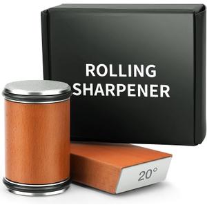 Rolling Knife Sharpener Kit,Knife Sharpener Tool,15 & 20 Degree Sharpening for Kitchen Knives, Rolling Sharpener for Knive is Suitable for Any Kitchen Roller Knife Sharpener