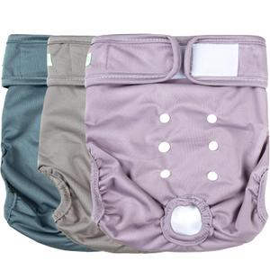 wegreeco Washable Reusable Premium Dog Diapers, Pack of 3, Small Dog Puppy & Doggy Diapers Female, Dog Period Panties Diapers Female in Heat XX-Large (Grey, Purple, Green)