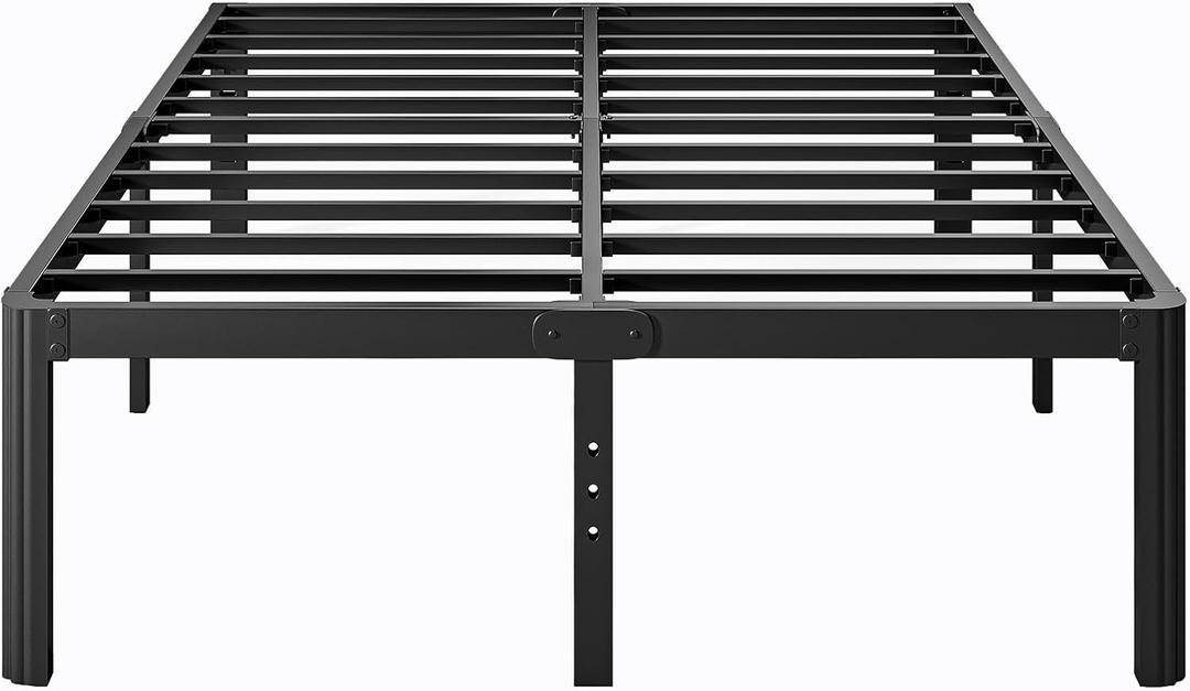 18 Inch High Platform Metal King Size Bed Frame, King Bed Frame no Box Spring Needed, Heavy Duty, Noise Free, Easy Assembly, Black