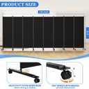SUNALLY Room Divider 6FT Folding Privacy Screens with Lockable Wheels, 8 Panel Room Partition for Room Separator, 176" W Freestanding Portable Fabric Wall Dividers for Home Dorm Studio Office, Black