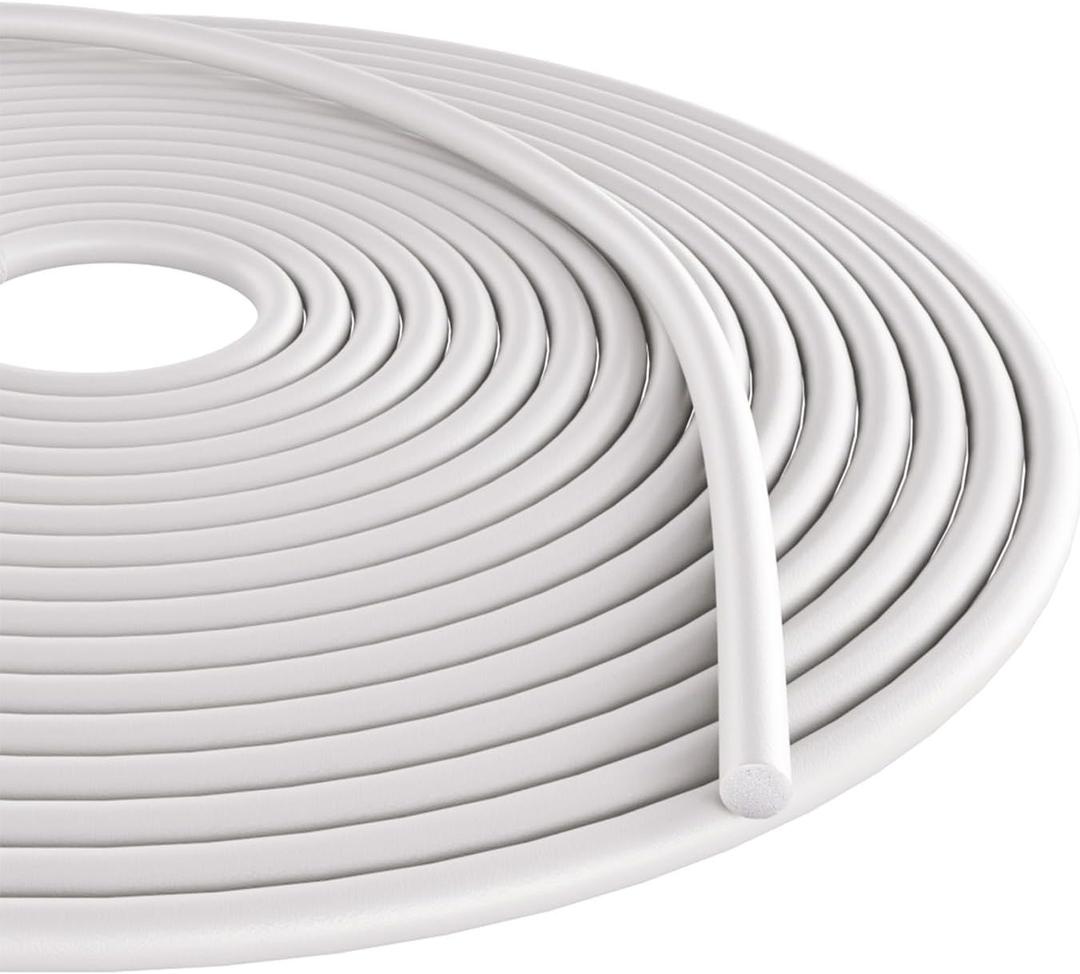 Storystore Backer Rod, 1/4" Diameter x 32.8' Length White EPDM Rubber Caulk Saver for Gaps and Weather Stripping Door Seal, Concrete Expansion Joint Filler