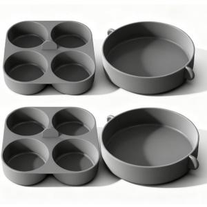 FineMade Silicone Egg Bite Molds for Instant Pot and Sous Vide Egg Bite Maker, 2 Pcs of 4 Inch Large Molds, 2 Pcs of 4-in-1 Mini Molds, Ideal for Breakfast Sandiwches, Healthy Snacks or Desserts