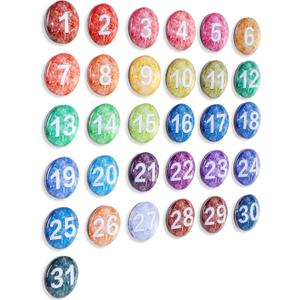 1-31 Magnetic Numbers, Light Rainbow, 0.98", Numbered