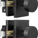 Goldenwarm Black Door Knobs Interior, Heavy Duty Matte Black Interior Door Knobs for Bedroom Bathroom, Round Privacy Door Knob, Zinc-Alloy Rectangle Rosette Indoor Doorknob (2 Pack)