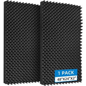 1 Pcs Sound Proof Foam Panels |48"24"2" Quick-Recovery Soundproof Wall Panels | High Density Sound Dampening Panels for Home Studio,(Black)