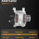 OCPTY Alternators Alternator for Hyundai for Sonata 2010-2013,for Kia for Optima 2011 2012 2013,12V 100AMP 1-Groove Pulley Replaces 11491 37300-2G150