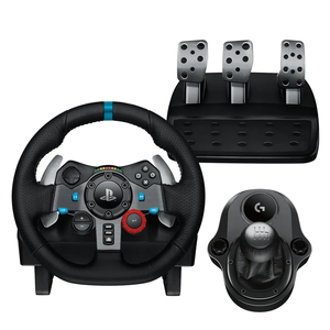 Logitech G29 Driving Force Racing Wheel and Pedals, Force Feedback, Real Leather + Logitech G Driving Force Shifter - For PS5, PS4 and PC, Mac - Black