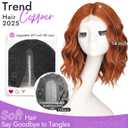 Eawwii Copper Short Wavy Wig for Women Lace Hairline Bob Style Synthetic Heat Resistant - Natural Appearance for Everyday Hairstyle 14 Inch