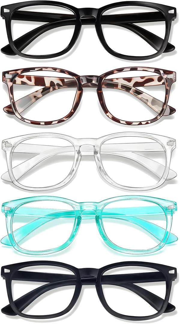 CHEERS DEVICES Reading Glasses for Women Men, Eyeglasses, Blue Light Readers for Men Women, Computer Eye Glasses, Cheaters - 5 Pair (0.75) (5 Pack Mix Color)