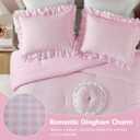 Intelligent Design Rowena Full Comforter Set Blush Pink Gingham Ruffled Bedding, Vintage Farmhouse Style, Reversible All Season 4-Piece Bedding Set, Full/Queen, Gift for Her