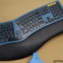 ProtoArc Backlit Bluetooth Ergonomic Keyboard, EK01 Plus Full Size Wireless Split Keyboard with Dual Bluetooth and USB, Cushioned Wrist Rest, Rechargeable, Compatible with Windows/Mac/Android, Blue
