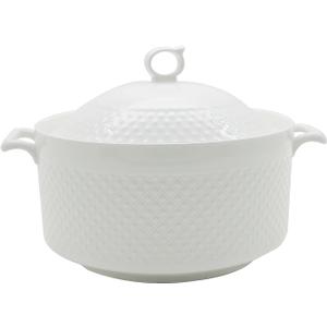 Ceramic Soup Tureen, Ceramic Soup Pot, 3.8L Large Capacity Serving Bowl with Lid and Handles for Salad Pasta Noodles Stew, Microwave and Dishwasher Safe, Porcelain, Round, White