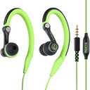 mucro Sports Headphones Wired Earbuds with Microphone, Over Ear Hook Earphones Sweatproof in Ear Running Exercise Workout Gym Ear Buds for 3.5mm Jack Devices Green