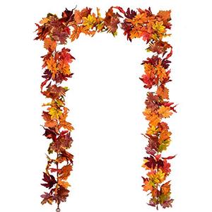 DearHouse 1 Pack Fall Garland Maple Leaf, 5.9Ft/Piece 7 Colors Hanging Vine Garland Artificial Autumn Foliage Garland Thanksgiving Decor for Home Wedding Fireplace Party Christmas