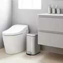 Garvee Bathroom Trash Can with Lid, 3.2 Gallon / 12 Liter Stainless Steel Garbage Can with Removable Liner Bucket, Small Step Wastebasket with Slim Design for Toilet Bedroom Office, Silver