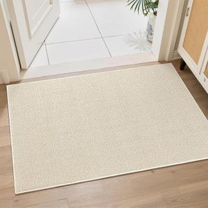 CHAMPANT Indoor Door Mat 2x3 Feet White Small Area Rug Washable Front Door Mat Anti Slip Entrance Carpet Front Porch Bathroom Kitchen Bedroom Entrance